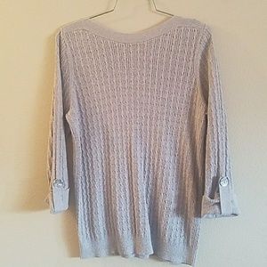 Gray Cable knit sweater 3/4 sleeves