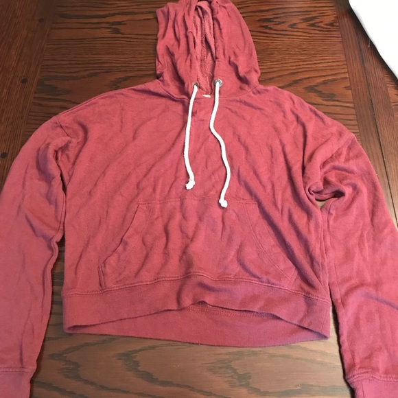 PacSun Maroon Croptop Hoodie - Picture 1 of 3