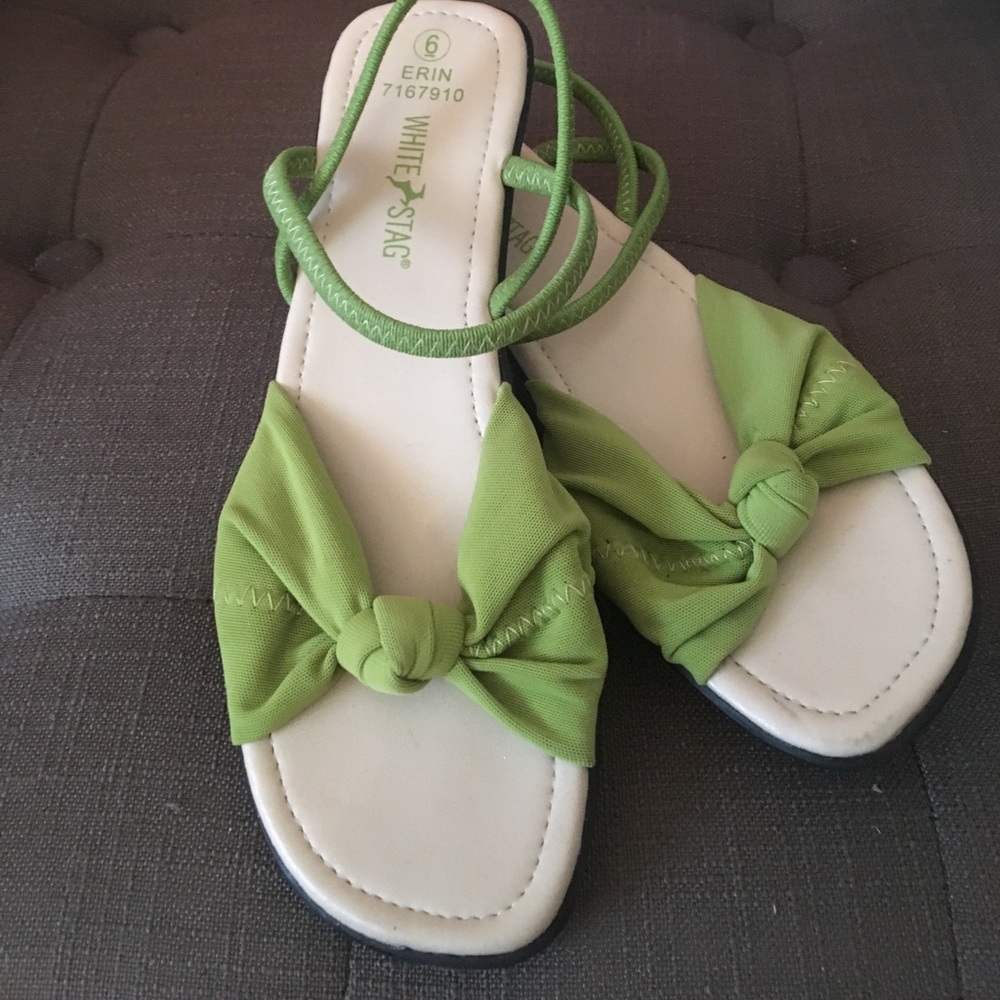 🍀Bright green ribbon sandals🍀