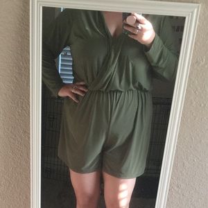 Plus Size Jersey Olive Romper