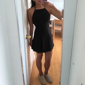 BRANDY MELVILLE BLACK HALTER SKATER DRESS