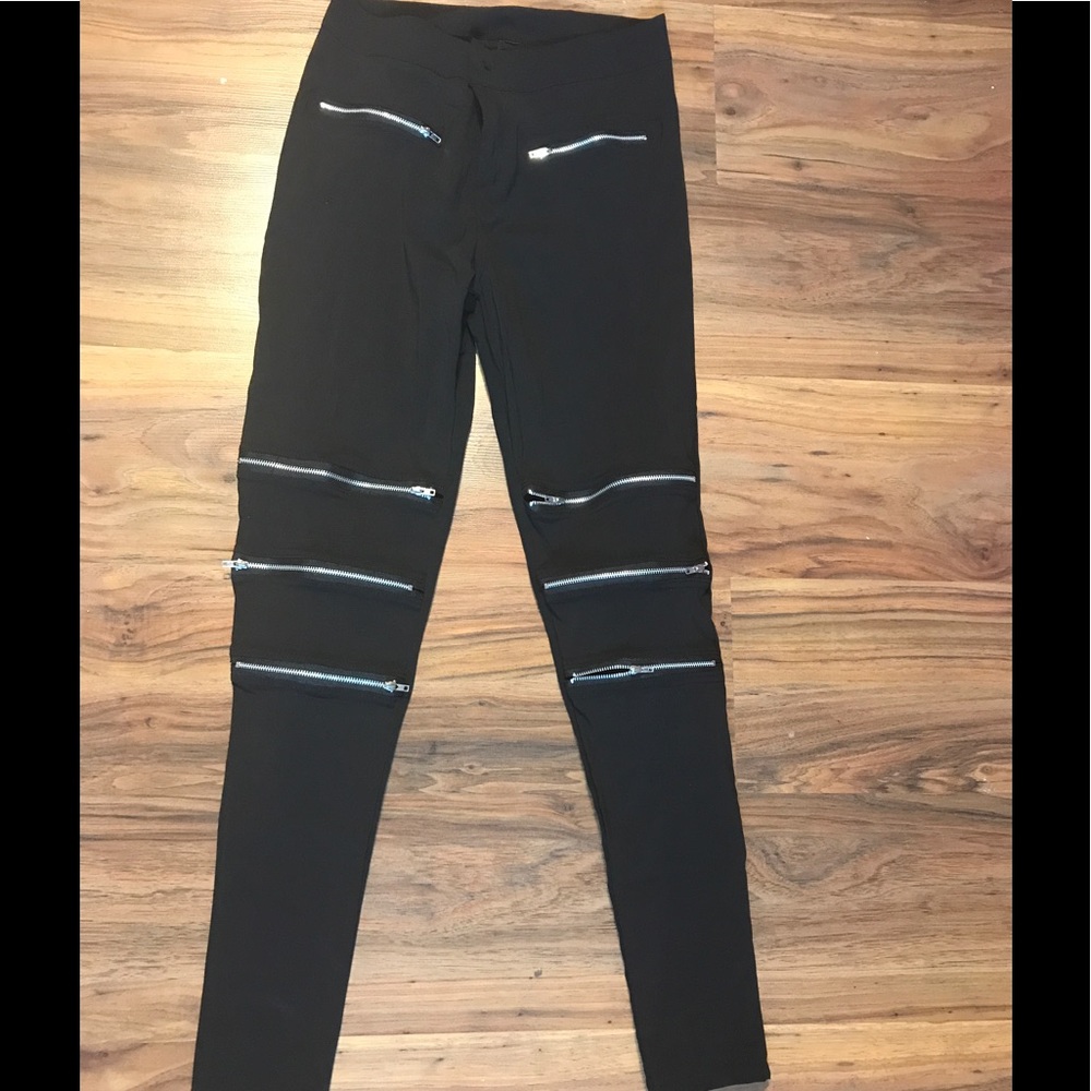 Long Black Zipper Pants