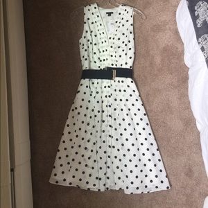 NEW Ann Tayler White Polka Dot Dress