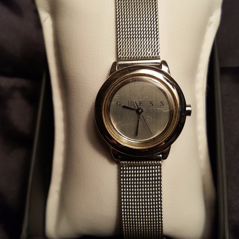 Guess stainless steel mesh band watch