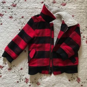 Classic boy buffalo plaid Sherpa coat.