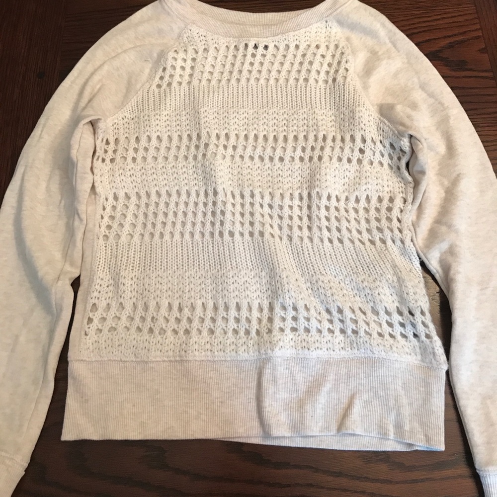 Aerie Crochet Cream Sweater