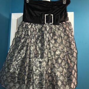 Black And Silver Belted Dress