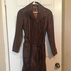 70s vintage long leather jacket