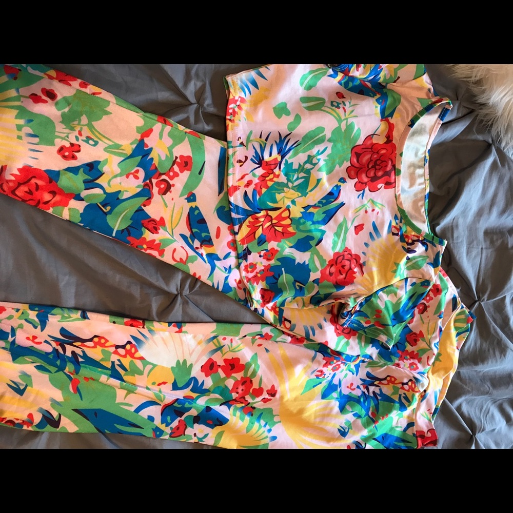 Floral Print Crop Top Leggings Set - Picture 1 of 2