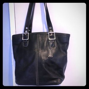Black Coach Tote w silver hardware