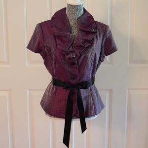 Adrianna Pappell Purple Short Sleeve Dressy Blouse
