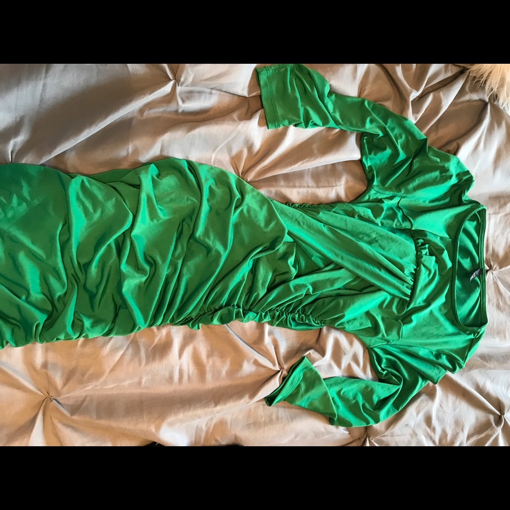 Green Peep Front Stretch Bandage Dress