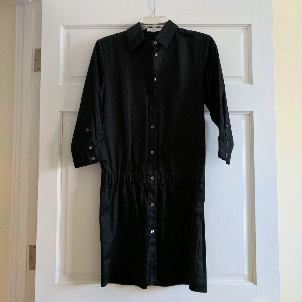 EUC Chaiken Black Long-Sleeved Shirt Dress, Size 2