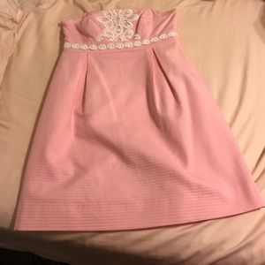 Pink strapless lily dress