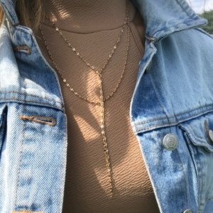 Delicate layering lariat necklace