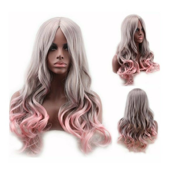 Ombrr Gray Pink Beauty Wig
