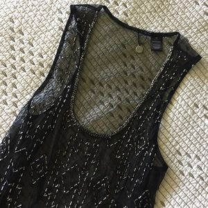 BKE Sheer Beaded Tank Top
