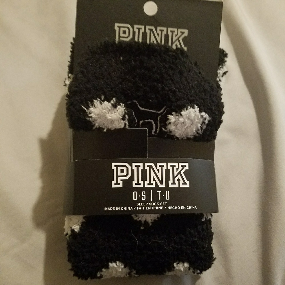 Victoria's Secret PINK Polka Dot Fuzzy Socks NWT