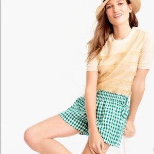 Jcrew Gingham linen short with side ties