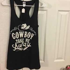 NWT$Western tee tank top Cowboy Take Me Away