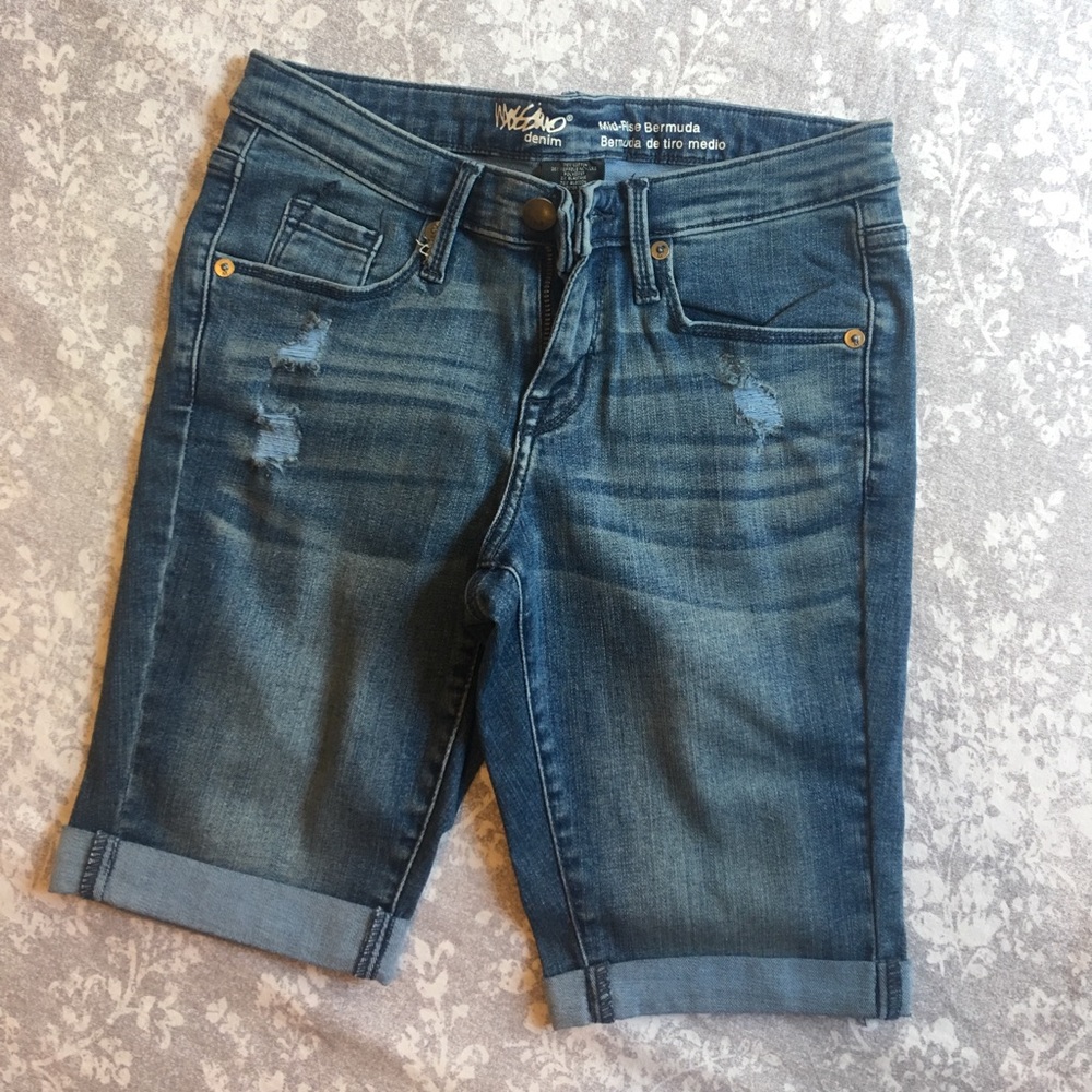Mid-Rise Bermuda Denim Shorts