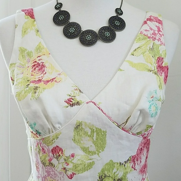 Linen Floral Dress - Picture 2 of 7