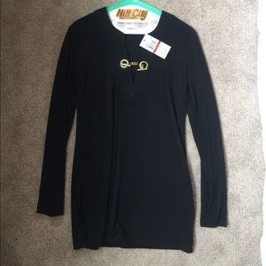 NEW Michael Kors Black Blouse with Gold Chain