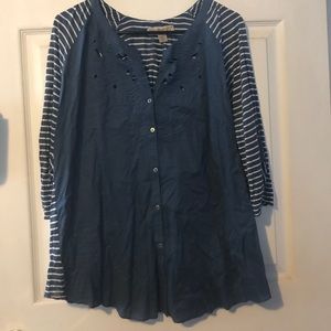 Vintage America 3/4 Sleeve Tee/Button Down Hybrid