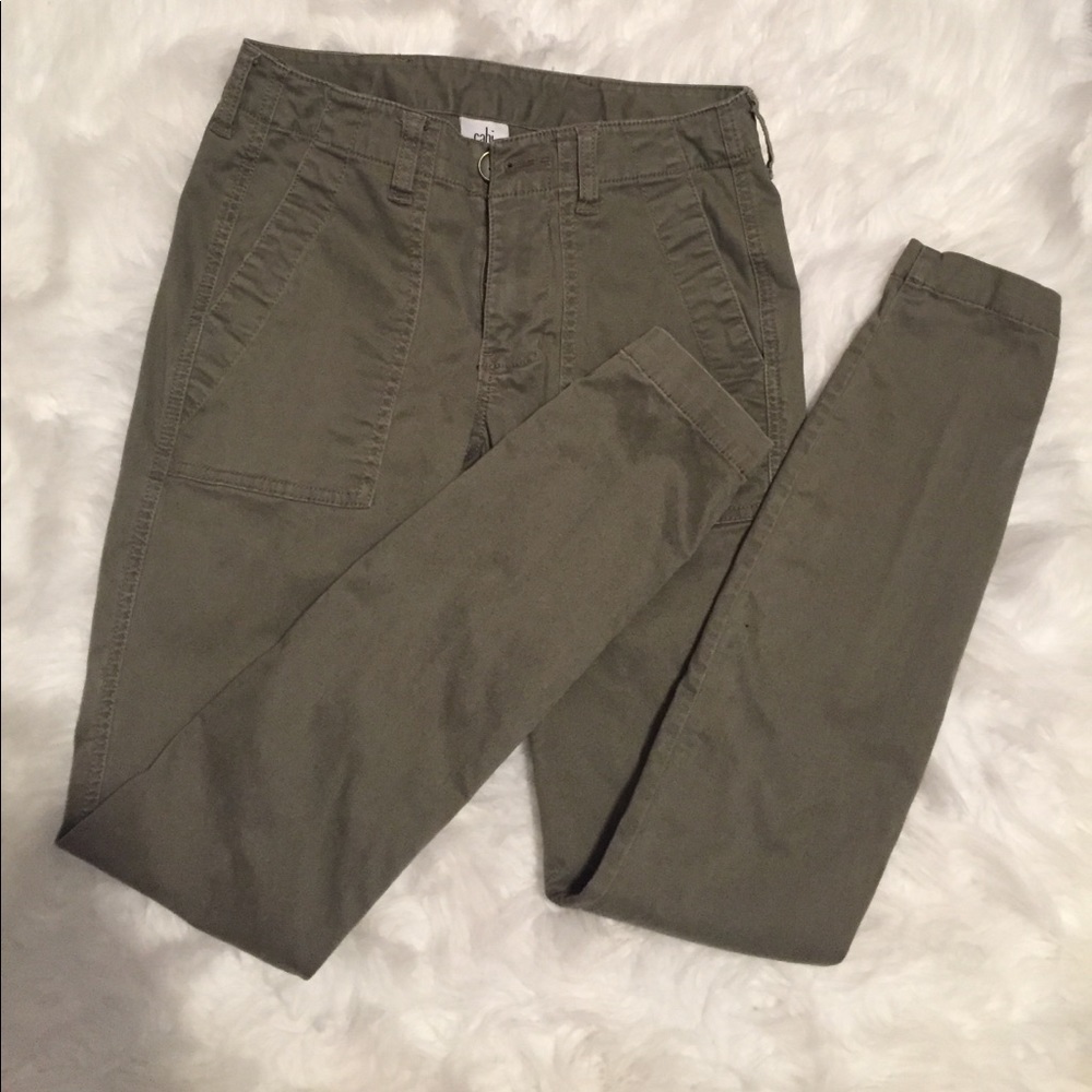 Cabi brand olive colored skinny jeans