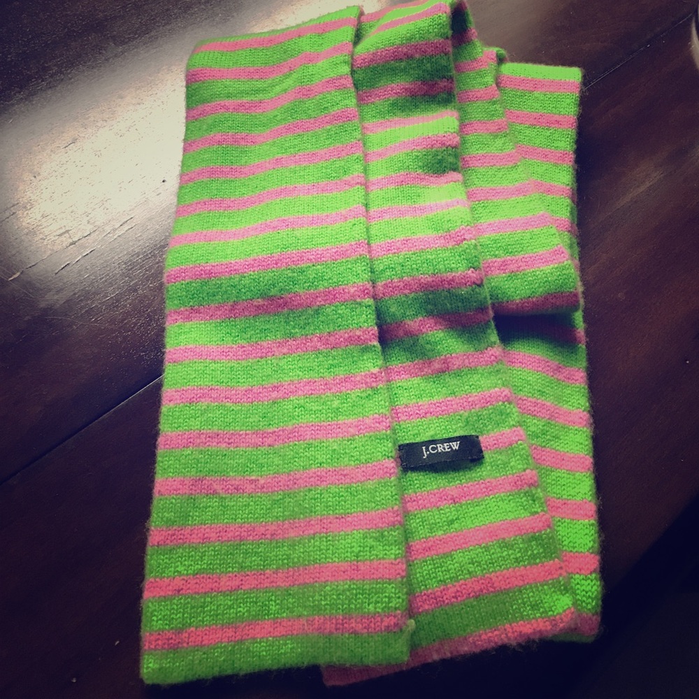 J. Crew pink and green striped scarf