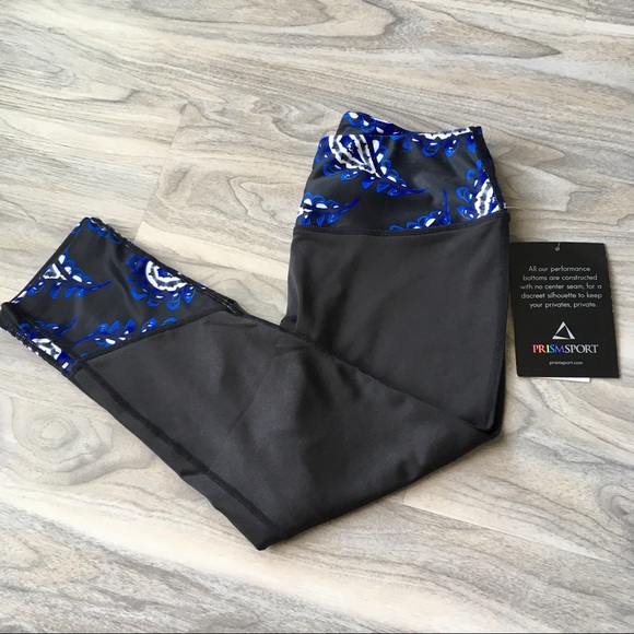 PRISMSPORT Pants - Prismsport blue black capri yoga pants