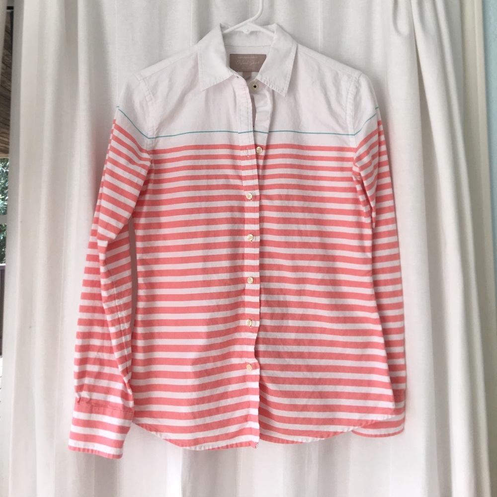 OXFORD LONG SLEEVE COLLARED STRIPED SHIRT