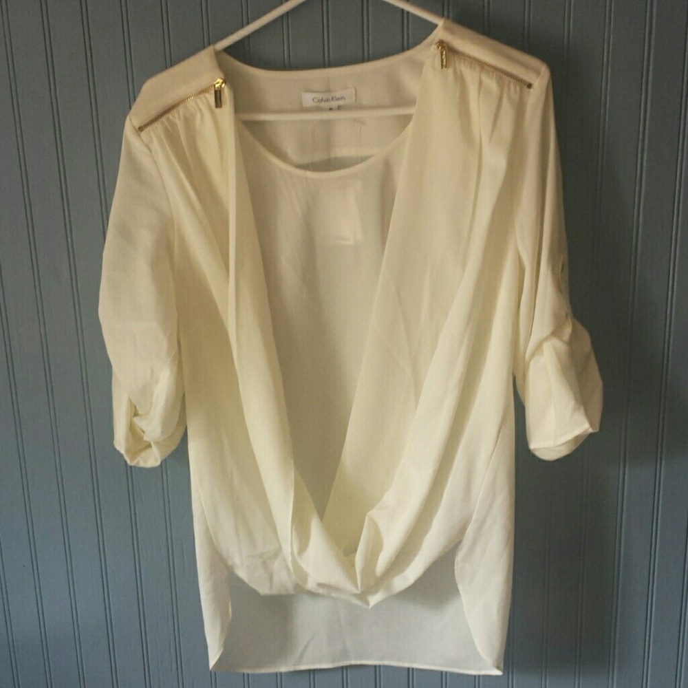 NWT Calvin Klein blouse with zippers roll tab