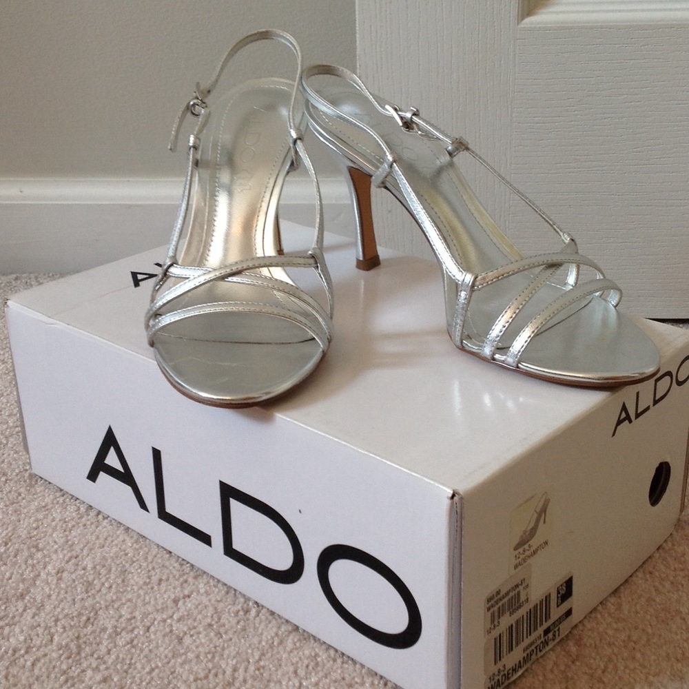 Aldo strappy silver heels