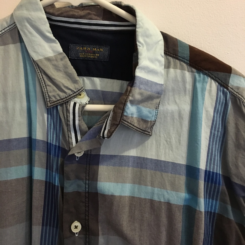 Zara man plaid button down. L.