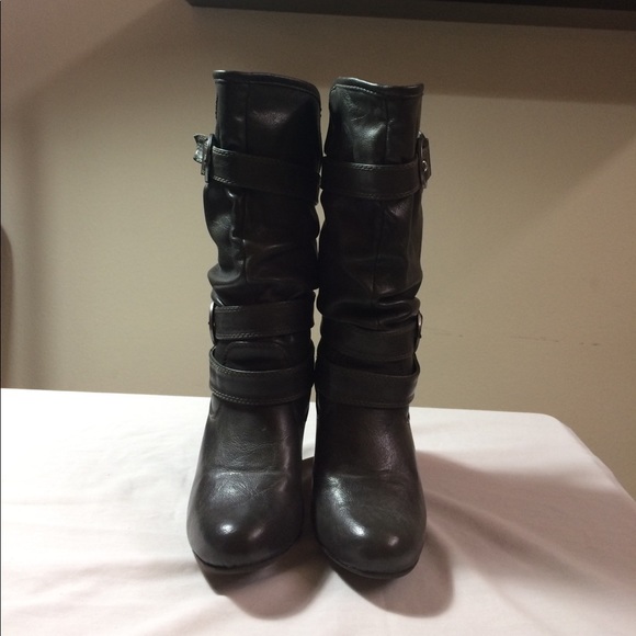 Gray calf high buckle boots size 5 - Picture 4 of 8