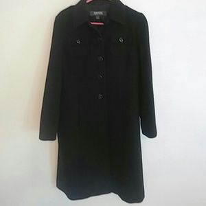 Black Kenneth Cole Wool Long Dress Coat
