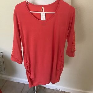 Brand new coral, 3/4 length sleeve maternity shirt