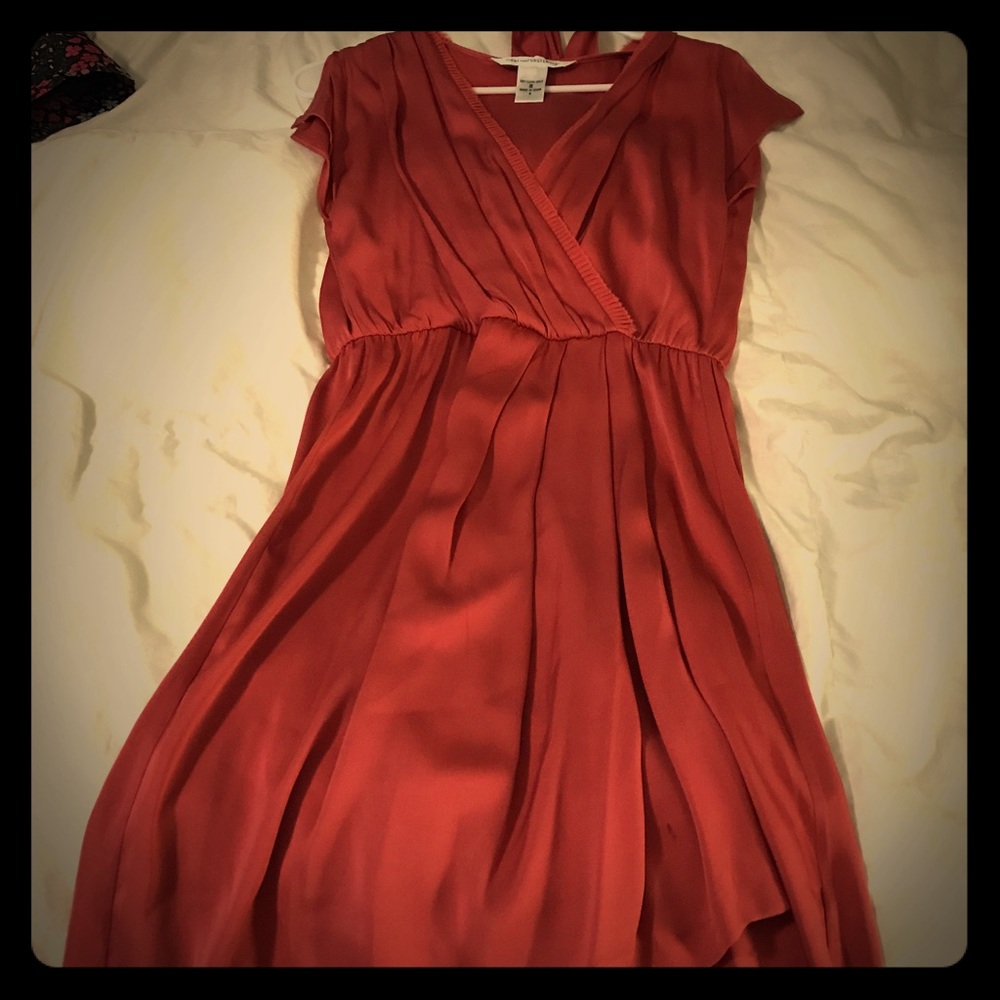 DVF Silk Cocktail Dress- Burnt Orange