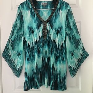 JM Collection Blue Top