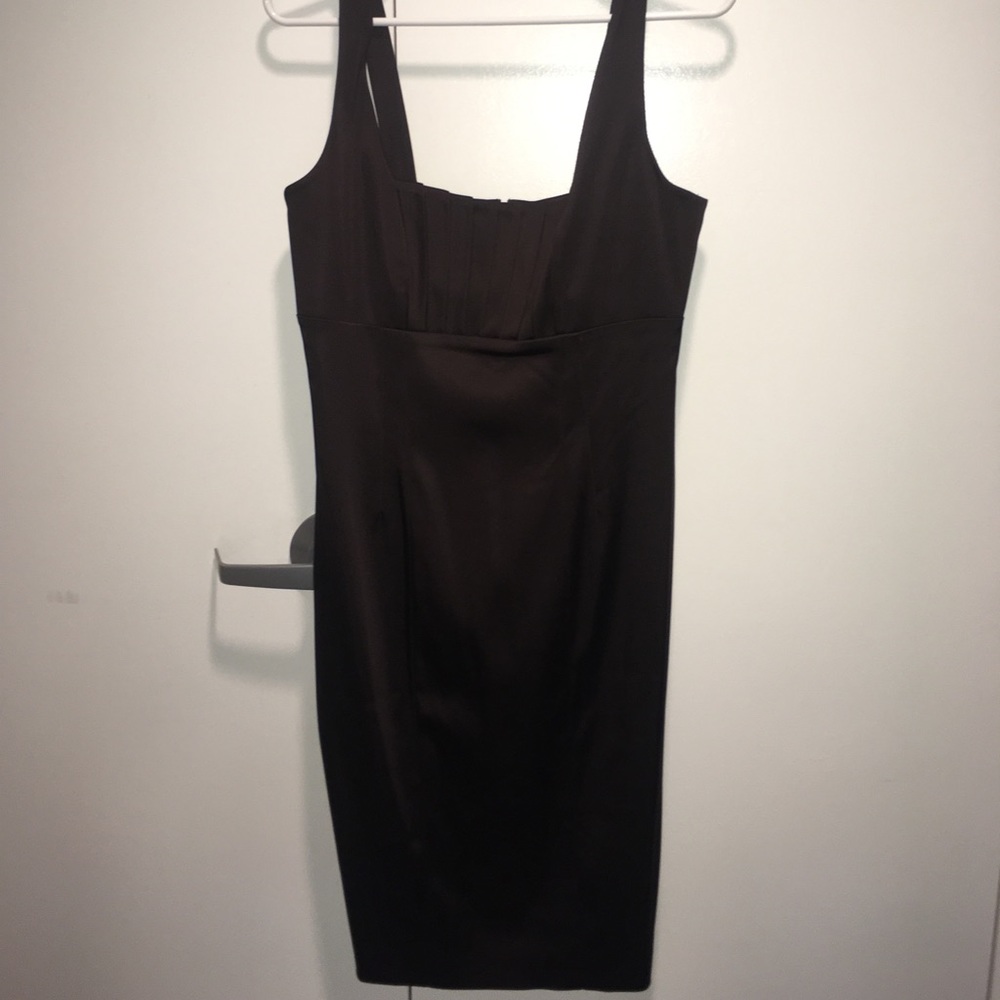 Calvin Klein Brown Stretch Satin Cocktail Dress