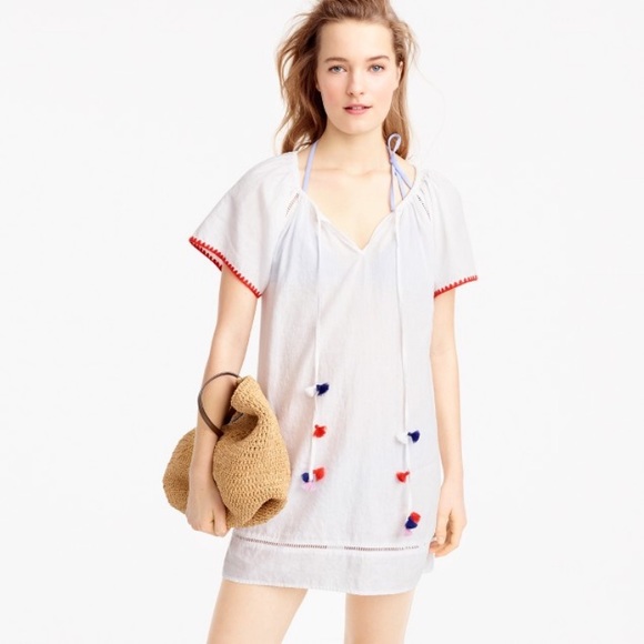 J. Crew Dresses & Skirts - • J. Crew • Linen Pom Pom Cover Up XXS NWT