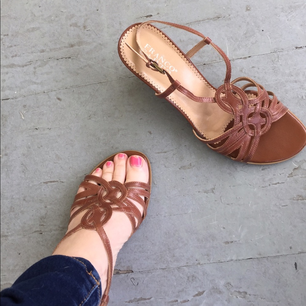 Franco Sarto leather & wood shoes