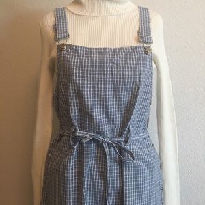 cute blue plaid overall dress ☁️