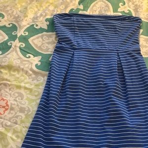 Fun strapless blue stripped dress