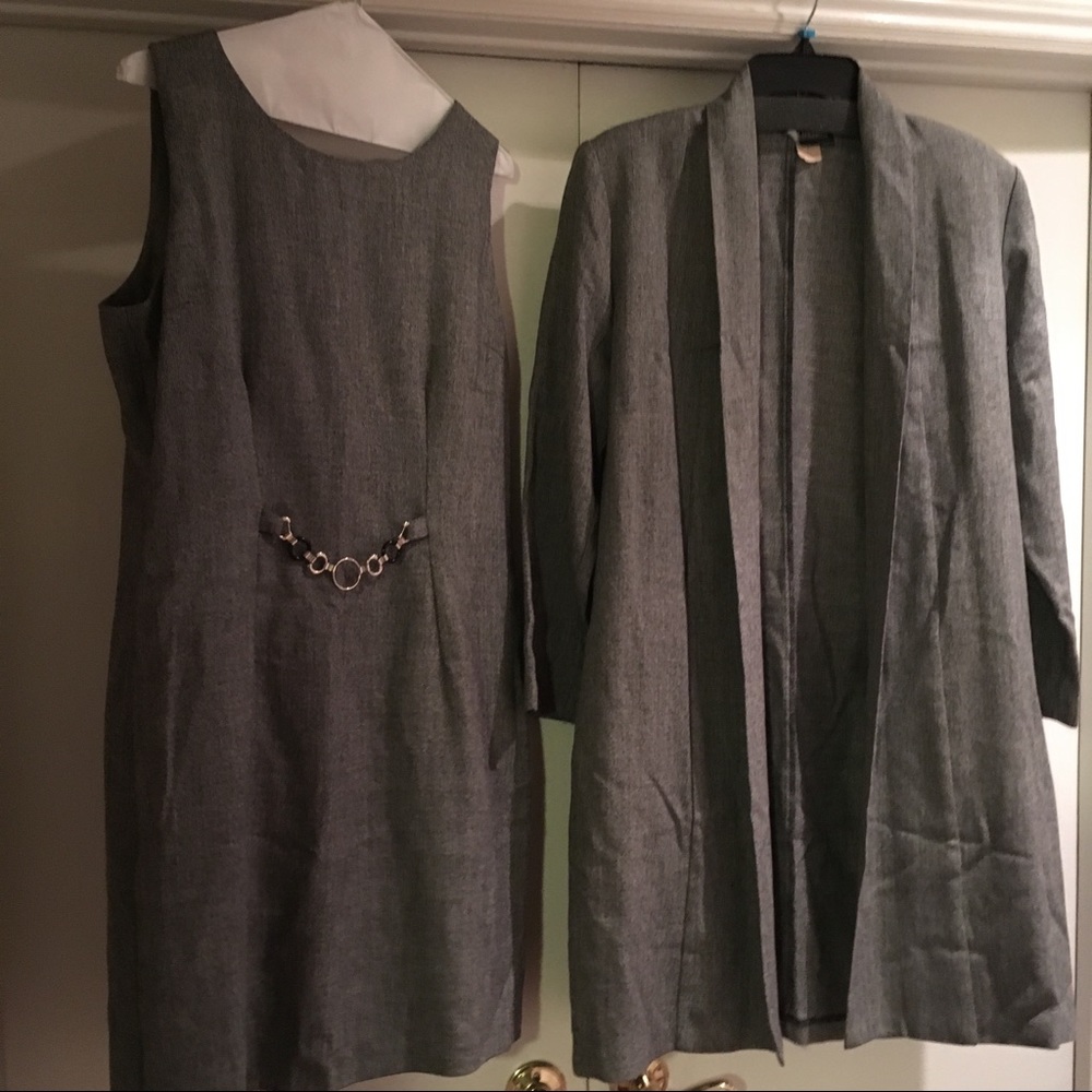 Charcoal Gray 2-piece Dress & Jacket Set