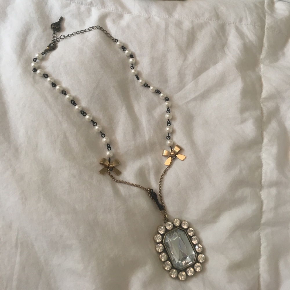 Betsey Johnson Bow and Key Necklace