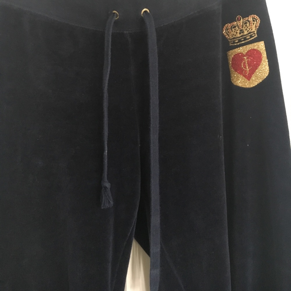 Velour navy juicy tracksuit sweats with tie string