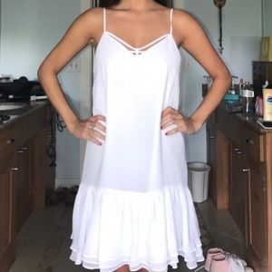 BCBG white ruffle dress