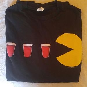 Funny beer pong pacman t shirt